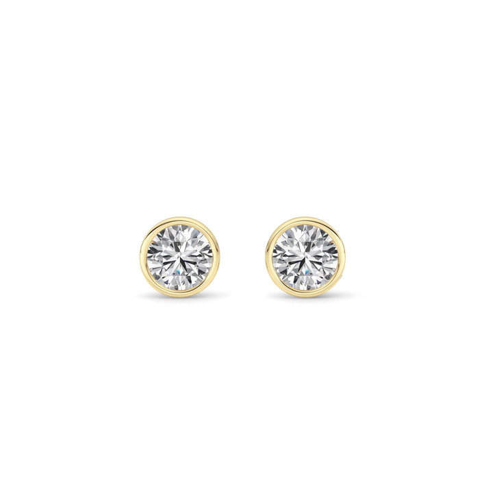 1CTW Round Shaped Lab Grown Diamond (F/VS) Bezel Set Earrings in 14K Gold