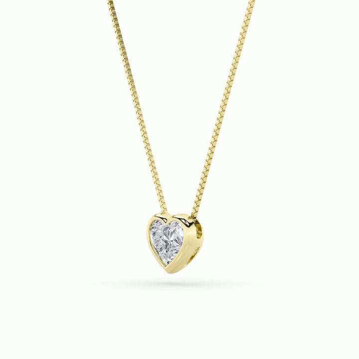 1CTW Heart Shaped Lab Grown Diamond (F/VS) Bezel Set Solitaire Pendant in 14K Gold