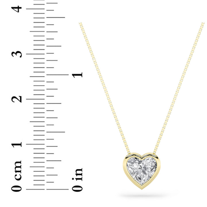 1CTW Heart Shaped Lab Grown Diamond (F/VS) Bezel Set Solitaire Pendant in 14K Gold