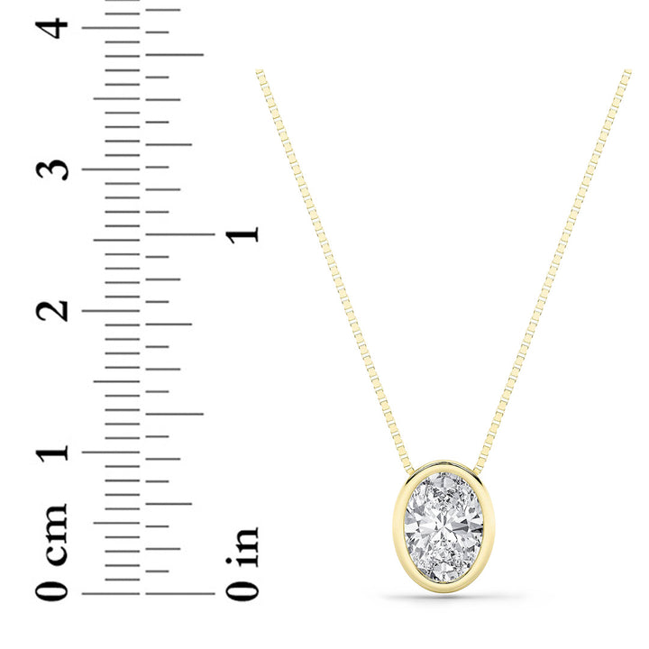 1CTW Oval Shaped Lab Grown Diamond (F/VS) Bezel Set Solitaire Pendant in 14K Gold