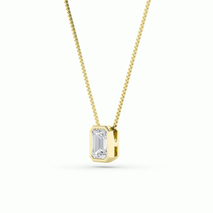 1CTW Radiant Shaped Lab Grown Diamond (F/VS) Bezel Set Solitaire Pendant in 14K Gold