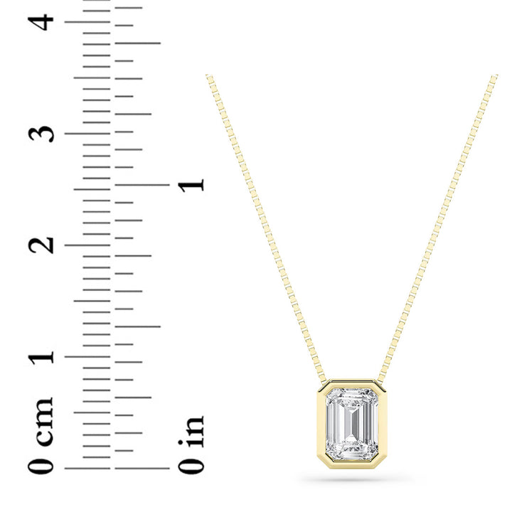 1CTW Radiant Shaped Lab Grown Diamond (F/VS) Bezel Set Solitaire Pendant in 14K Gold
