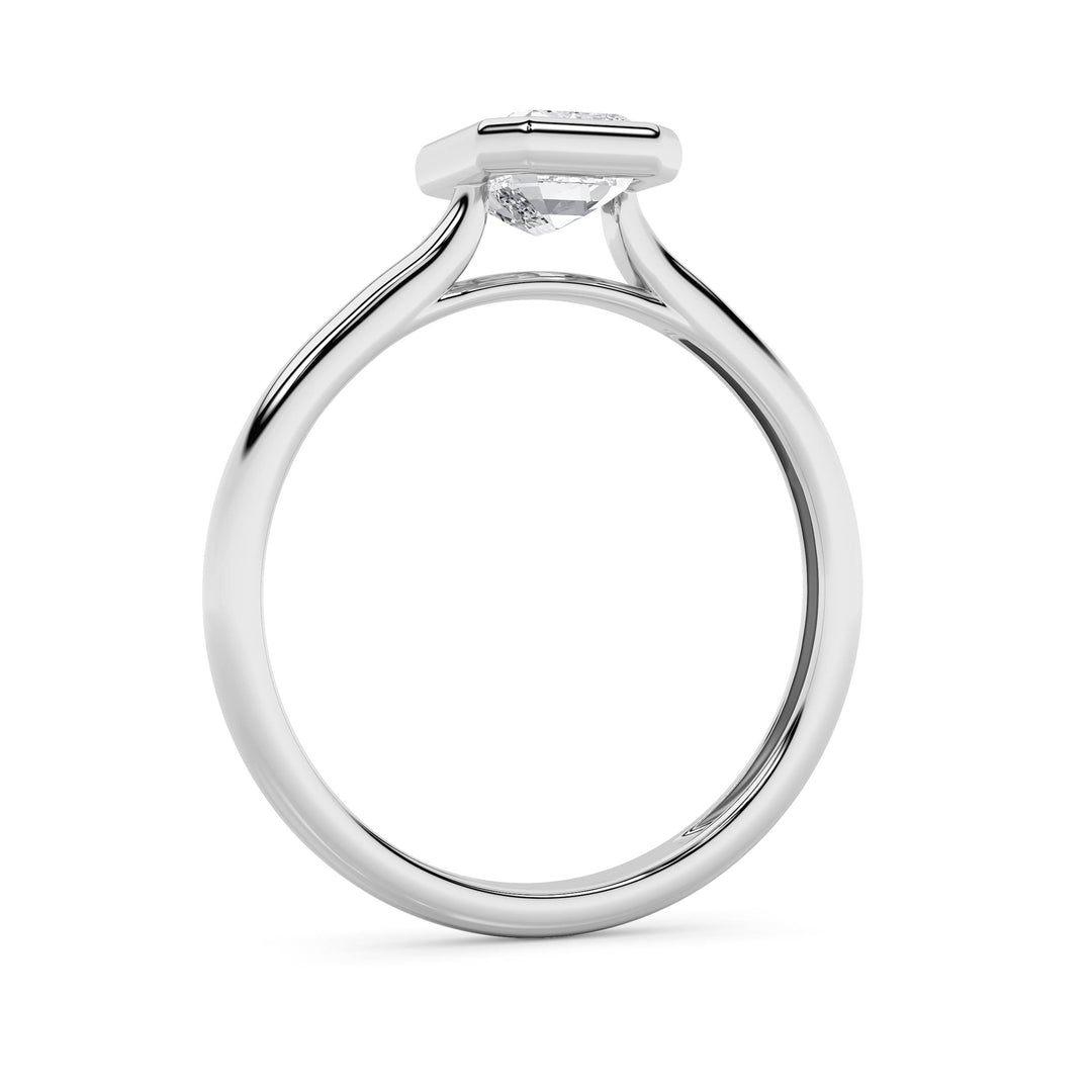 1CTW Emerald Shaped Lab Grown Diamond (F/VS) Ring in 14K White Gold
