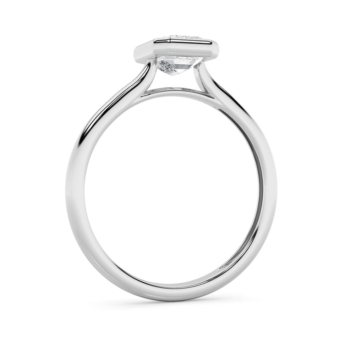 1CTW Emerald Shaped Lab Grown Diamond (F/VS) Ring in 14K White Gold