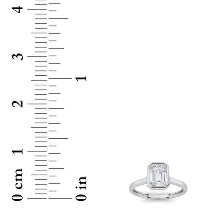 1CTW Emerald Shaped Lab Grown Diamond (F/VS) Ring in 14K White Gold