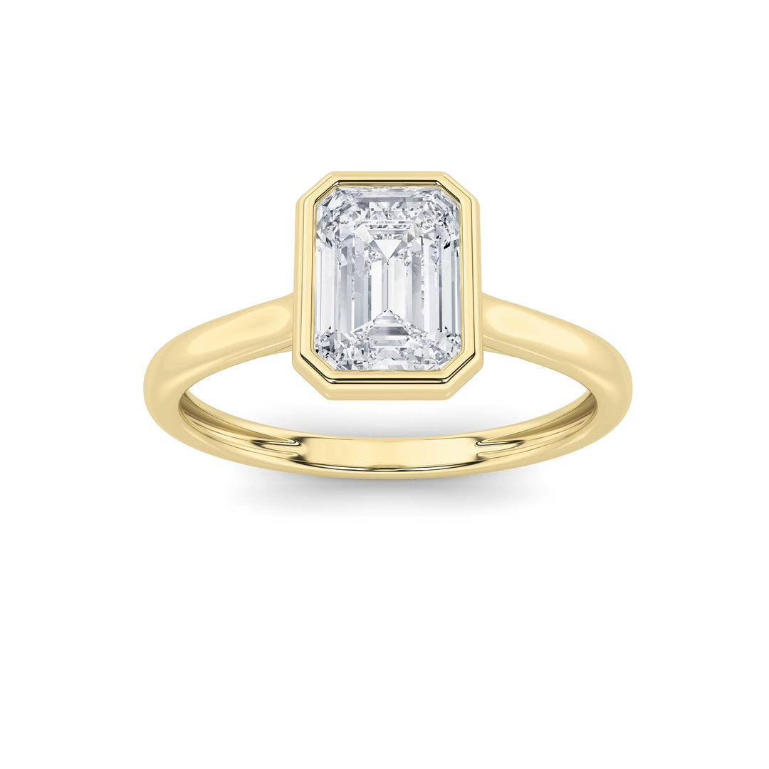 1CTW Emerald Shaped Lab Grown Diamond (F/VS) Ring in 14K Yellow Gold