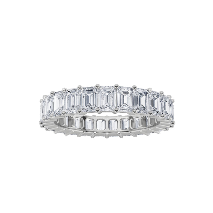 2.9CTW Emerald Shaped Lab Grown Diamond Split Prong Eternity Ring in 14K Gold (F/VS) - Size 9