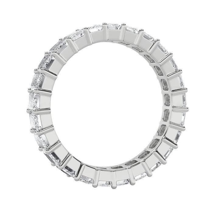 2.9CTW Emerald Shaped Lab Grown Diamond Split Prong Eternity Ring in 14K Gold (F/VS) - Size 9
