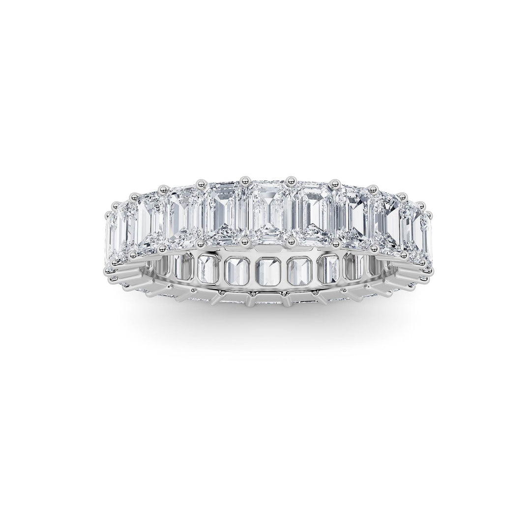 2.9CTW Emerald Shaped Lab Grown Diamond Split Prong Eternity Ring in 14K Gold (F/VS) - Size 5