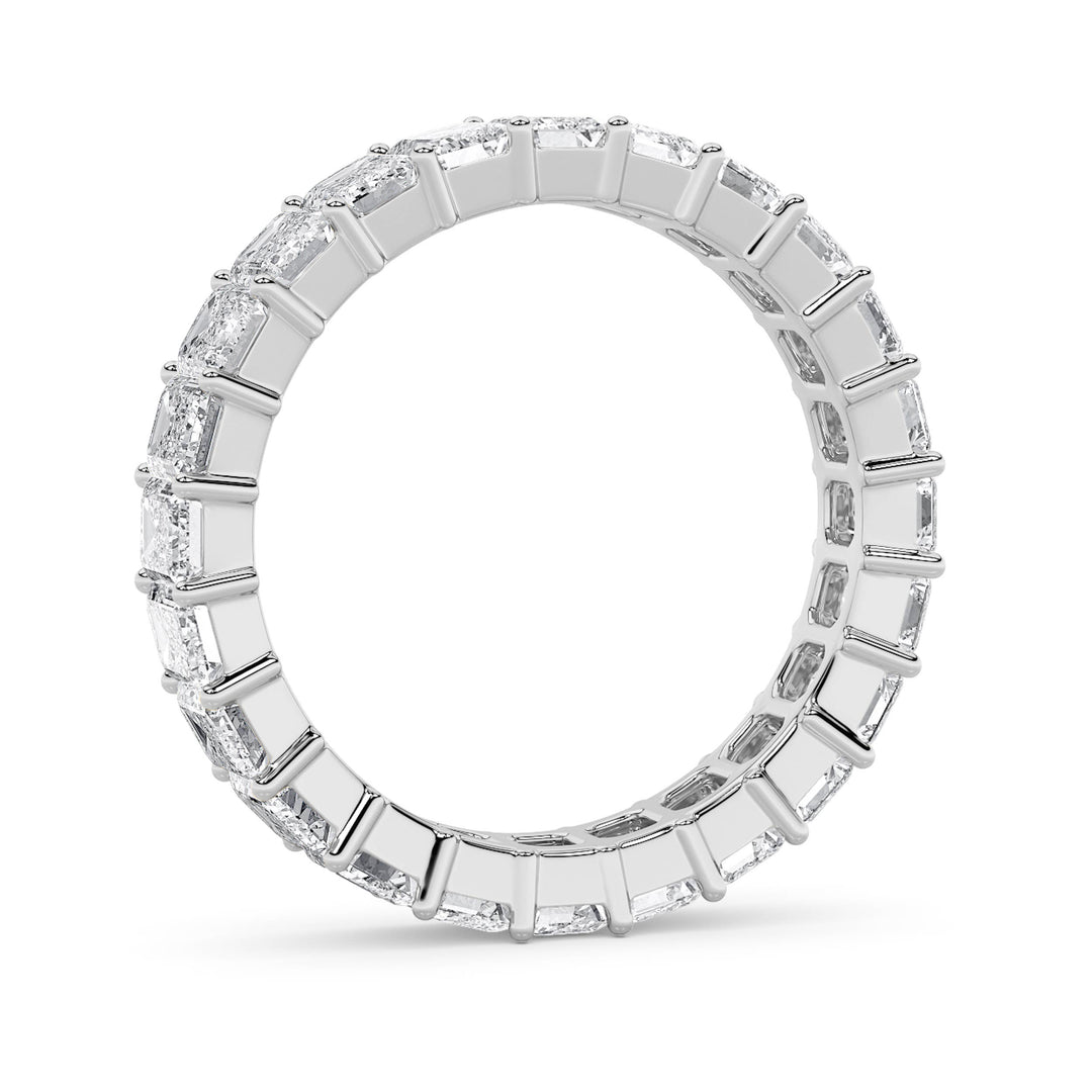 2.9CTW Emerald Shaped Lab Grown Diamond Split Prong Eternity Ring in 14K Gold (F/VS) - Size 5
