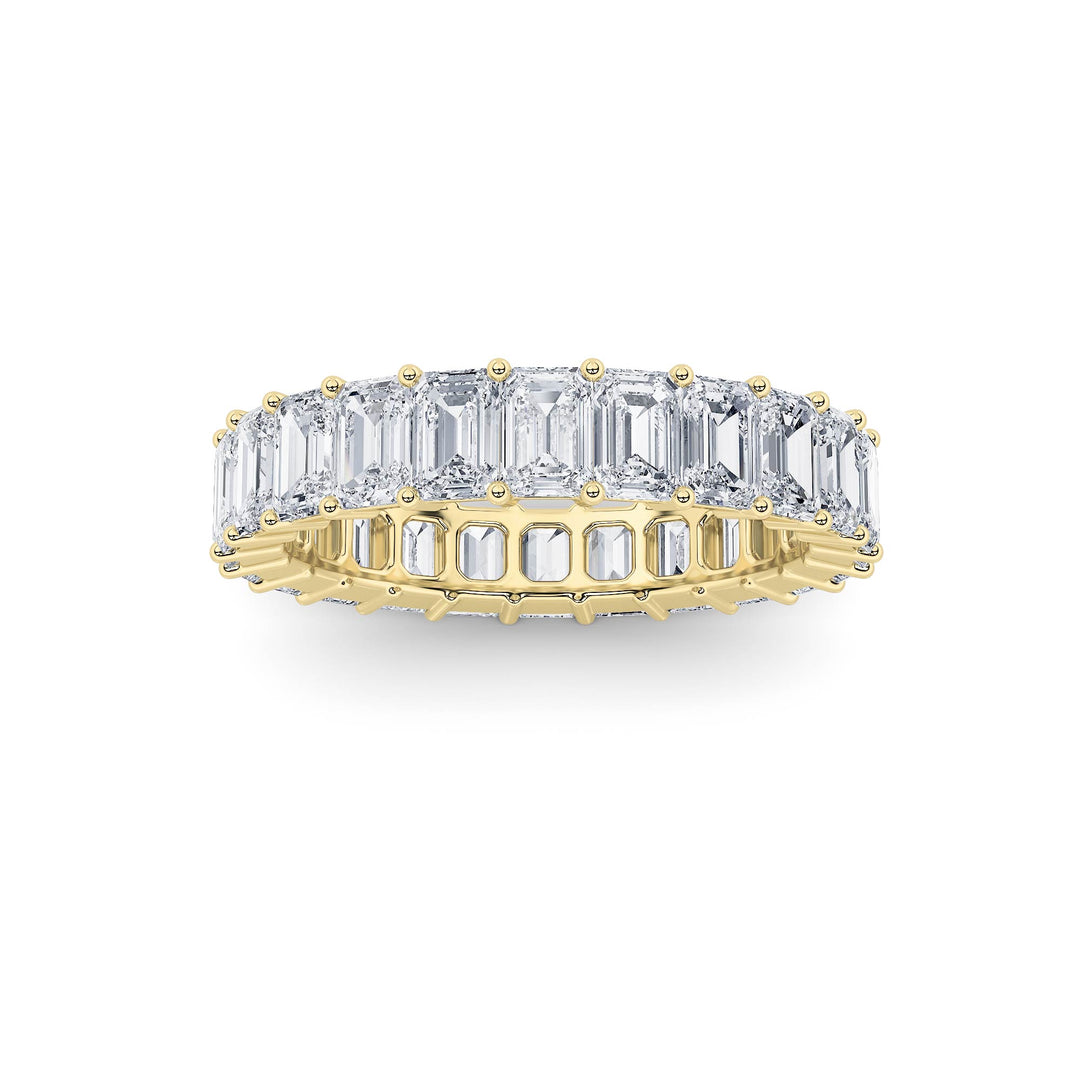 2.9CTW Emerald Shaped Lab Grown Diamond Split Prong Eternity Ring in 14K Gold (F/VS) - Size 5