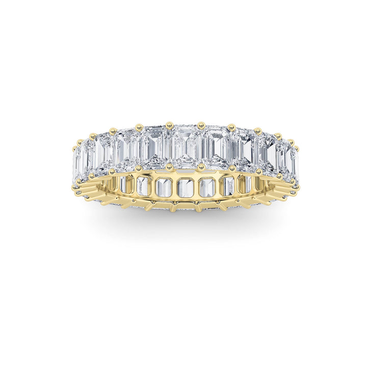 2.9CTW Emerald Shaped Lab Grown Diamond Split Prong Eternity Ring in 14K Gold (F/VS) - Size 5