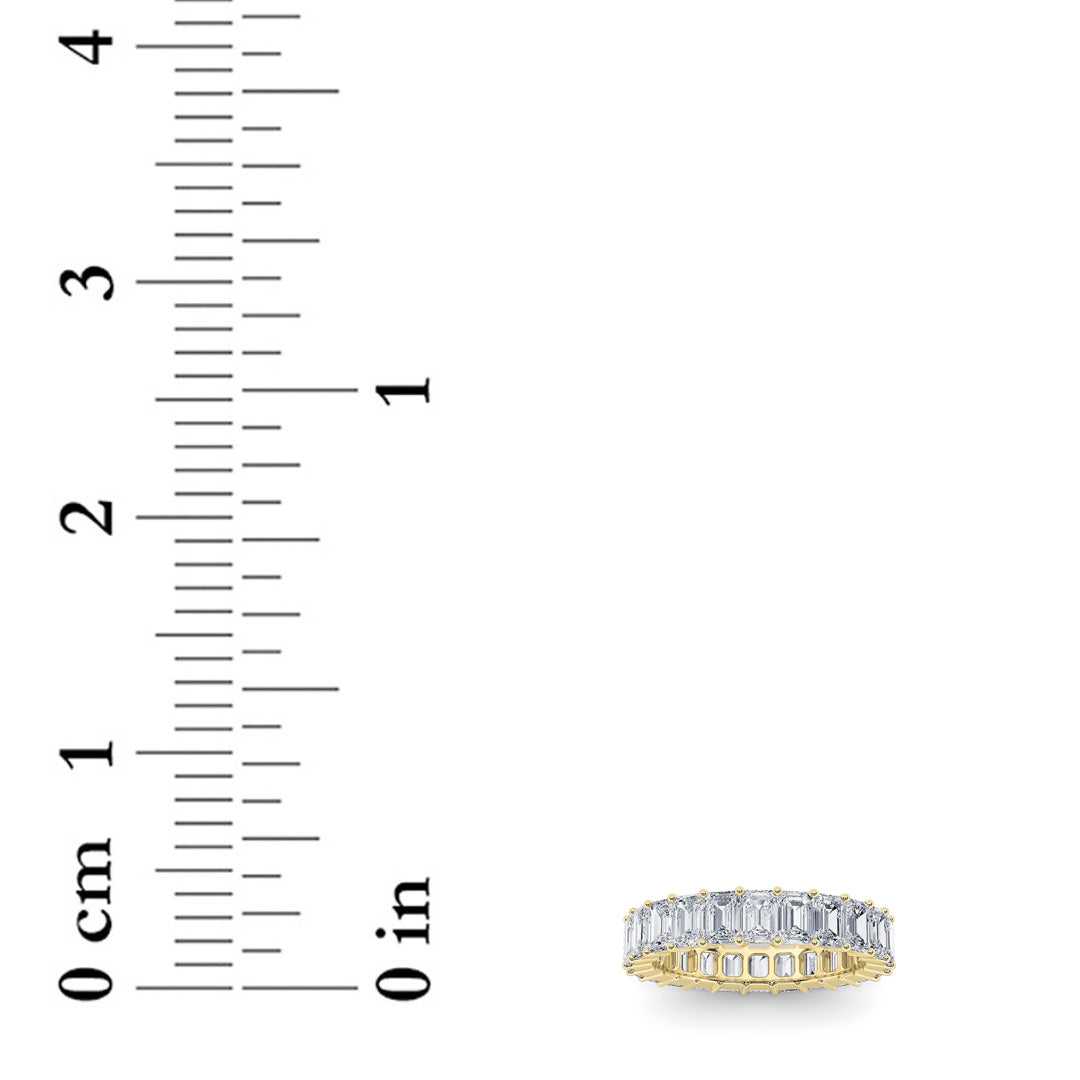 2.9CTW Emerald Shaped Lab Grown Diamond Split Prong Eternity Ring in 14K Gold (F/VS) - Size 5
