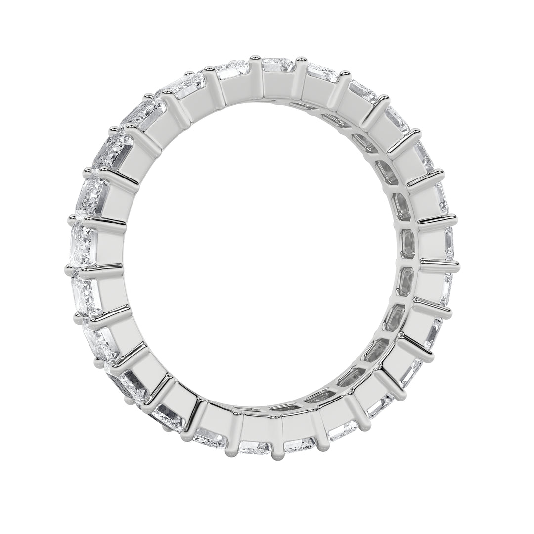 3CTW Emerald Shaped Lab Grown Diamond Split Prong Eternity Ring in 14K Gold (F/VS) - Size 5