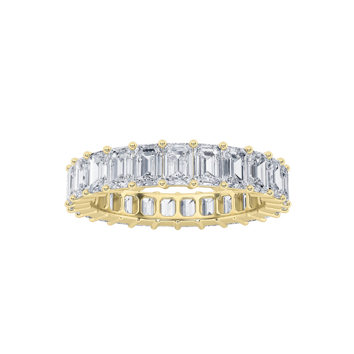 3CTW Emerald Shaped Lab Grown Diamond Split Prong Eternity Ring in 14K Gold (F/VS) - Size 5