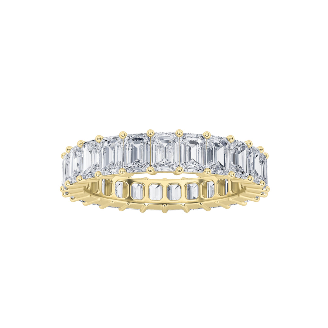 3.15CTW Emerald Shaped Lab Grown Diamond Split Prong Eternity Ring in 14K Gold (F/VS) - Size 6