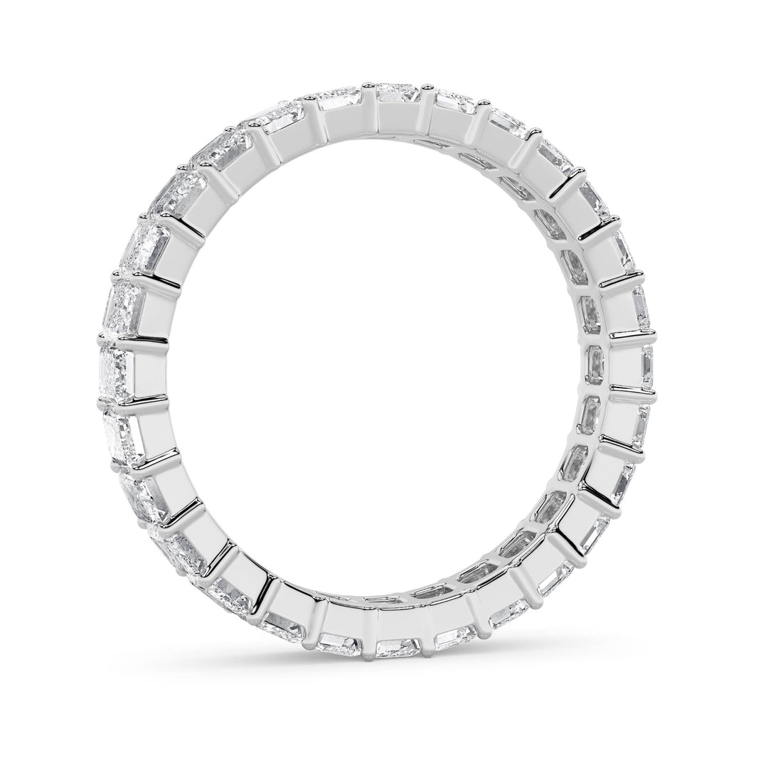 3.35CTW Emerald Shaped Lab Grown Diamond Split Prong Eternity Ring in 14K Gold (F/VS) - Size 9