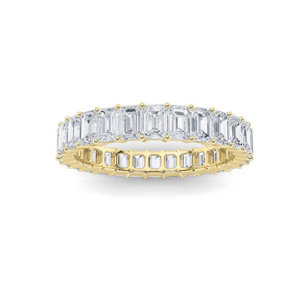 3.35CTW Emerald Shaped Lab Grown Diamond Split Prong Eternity Ring in 14K Gold (F/VS) - Size 9