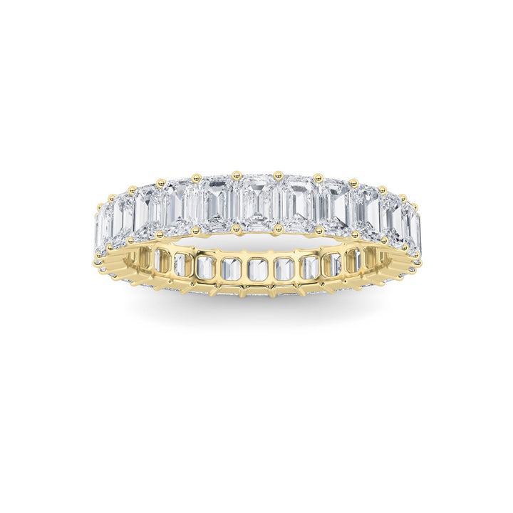 3.35CTW Emerald Shaped Lab Grown Diamond Split Prong Eternity Ring in 14K Gold (F/VS) - Size 9