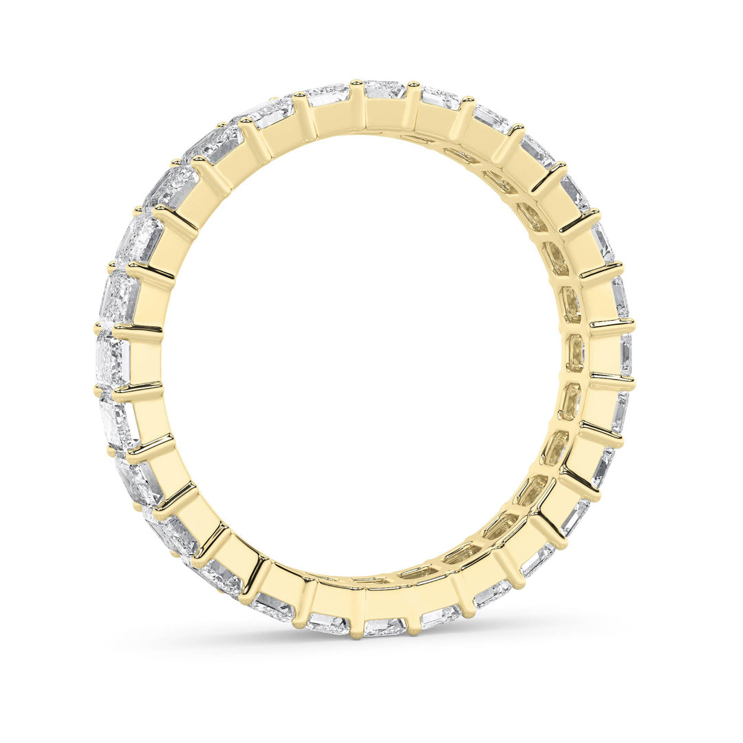 3.35CTW Emerald Shaped Lab Grown Diamond Split Prong Eternity Ring in 14K Gold (F/VS) - Size 9
