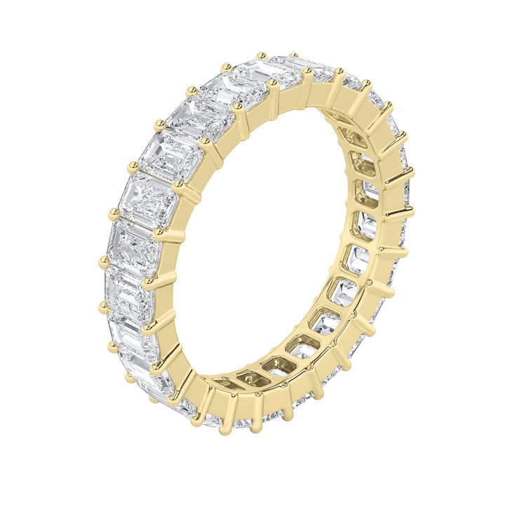 3.5CTW Emerald Shaped Lab Grown Diamond Split Prong Eternity Ring in 14K Gold (F/VS) - Size 9