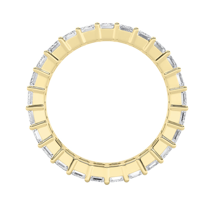 3.75CTW Emerald Shaped Lab Grown Diamond Split Prong Eternity Ring in 14K Gold (F/VS) - Size 7