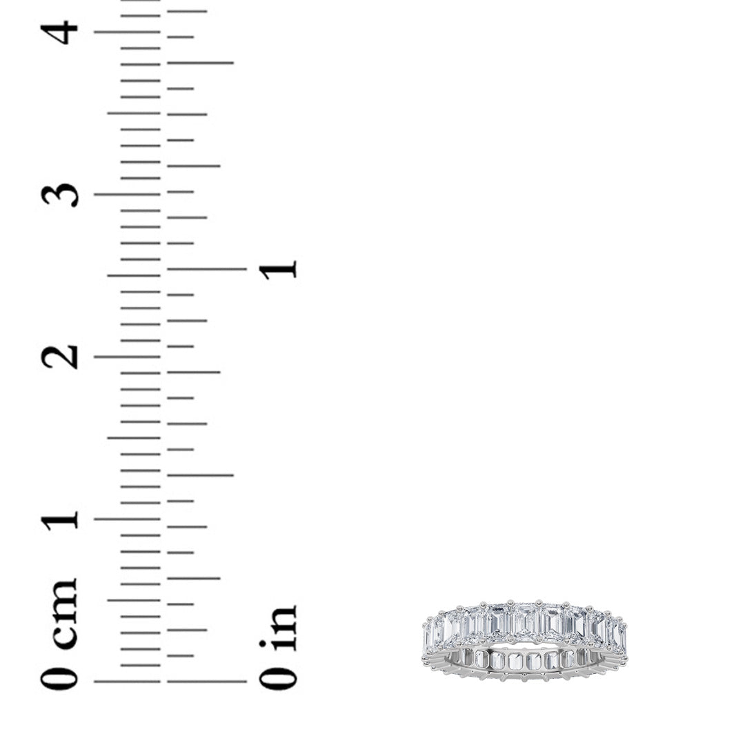 3.9Cttw Emerald Shaped Lab Grown Diamond Split Prong Eternity Ring in 14K Gold (F/VS) - Size 8