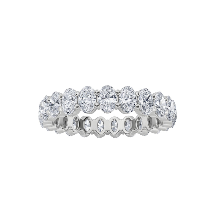 3.15CTW Oval Shaped Lab Grown Diamond Split Prong Eternity Ring in 14K Gold (F/VS) - Size 8