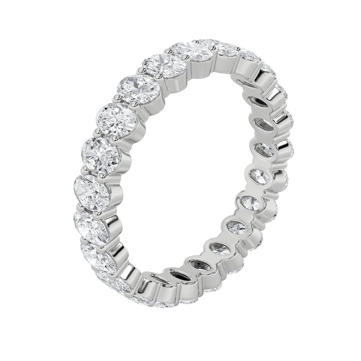 3.15CTW Oval Shaped Lab Grown Diamond Split Prong Eternity Ring in 14K Gold (F/VS) - Size 8