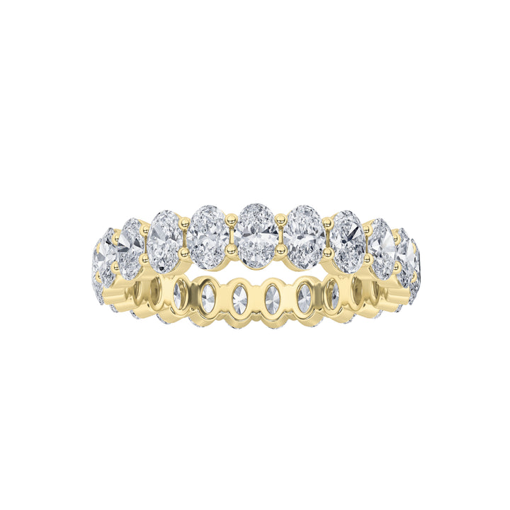 3.15CTW Oval Shaped Lab Grown Diamond Split Prong Eternity Ring in 14K Gold (F/VS) - Size 8