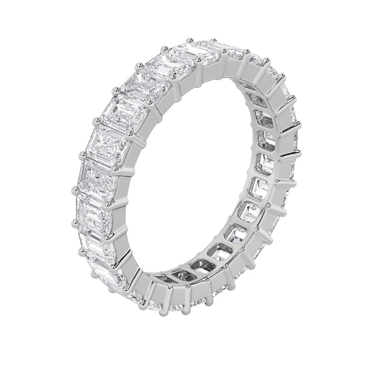 4.55Cttw Emerald Shaped Lab Grown Diamond Split Prong Eternity Ring in 14K Gold (F/VS) - Size 9