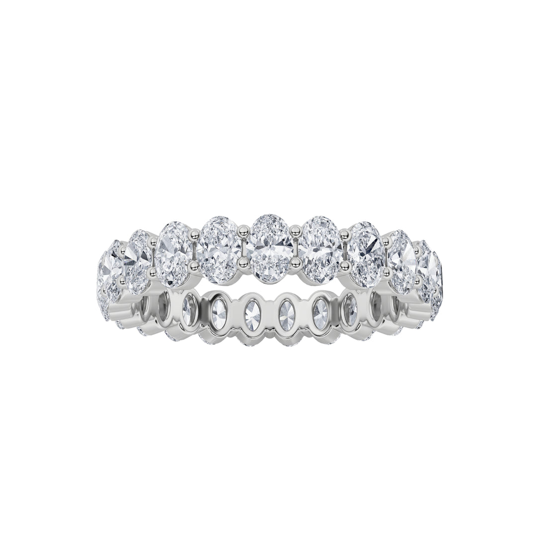 3.15CTW Oval Shaped Lab Grown Diamond Split Prong Eternity Ring in 14K Gold (F/VS) - Size 5