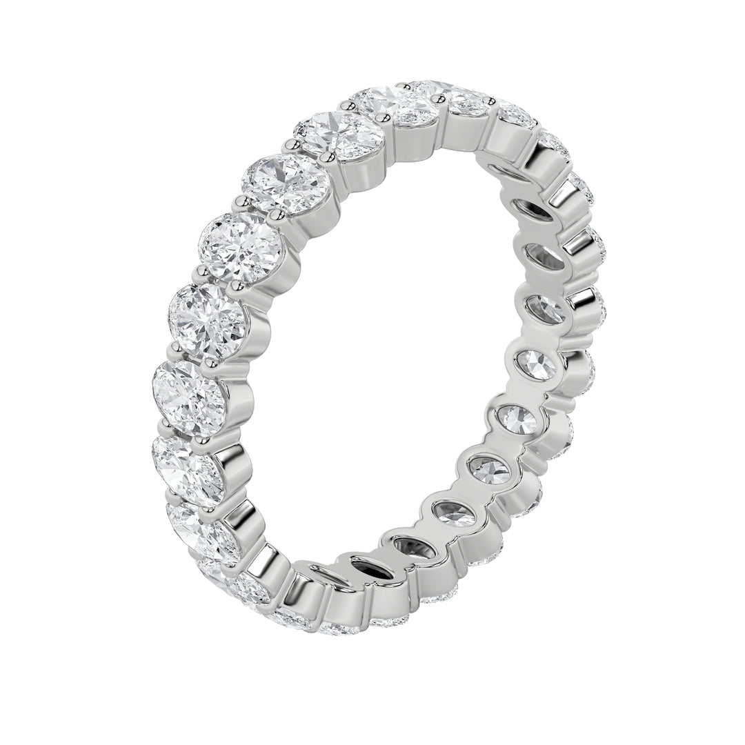 3.35CTW Oval Shaped Lab Grown Diamond Split Prong Eternity Ring in 14K Gold (F/VS) - Size 6