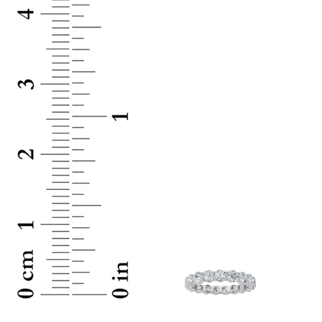 3.3CTW Round Shaped Lab Grown Diamond Split Prong Eternity Ring in 14K Gold (F/VS) - Size 9