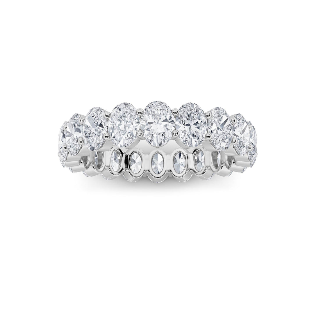 4Cttw Oval Shaped Lab Grown Diamond Split Prong Eternity Ring in 14K Gold (F/VS) - Size 8