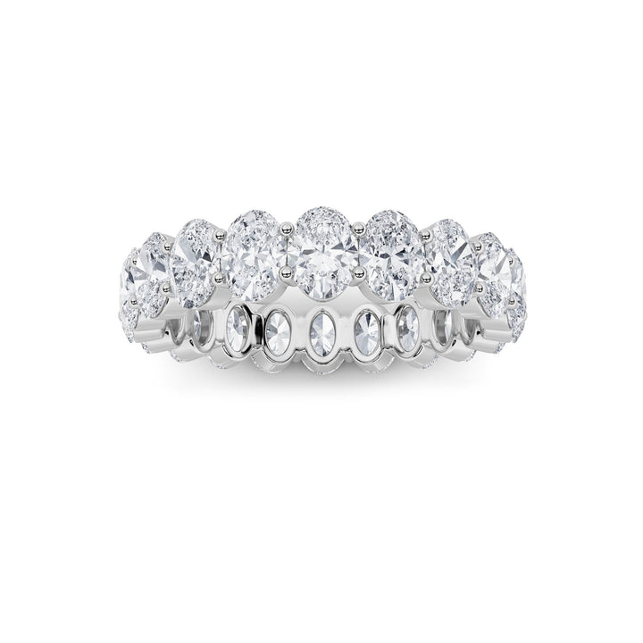 4Cttw Oval Shaped Lab Grown Diamond Split Prong Eternity Ring in 14K Gold (F/VS) - Size 8