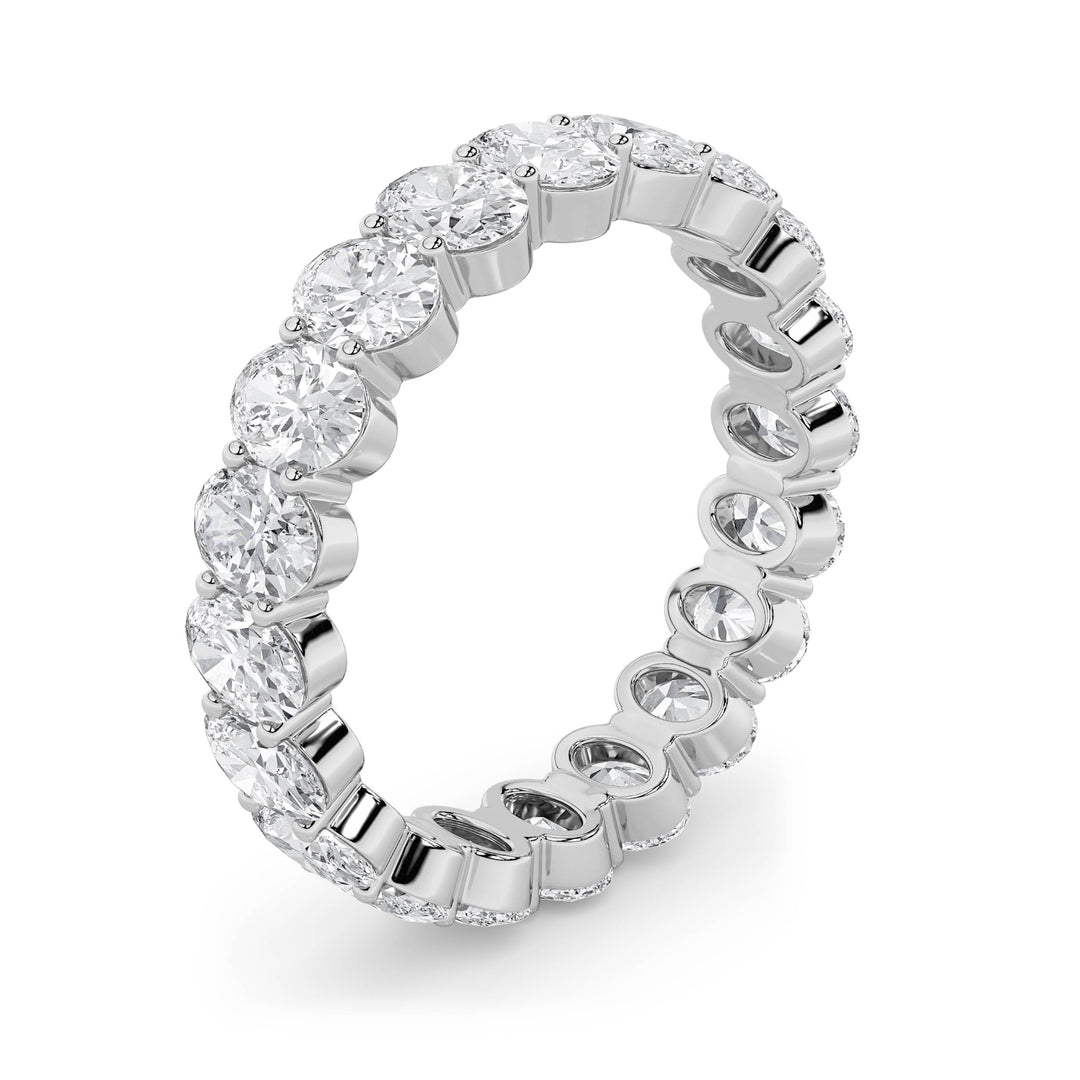 4Cttw Oval Shaped Lab Grown Diamond Split Prong Eternity Ring in 14K Gold (F/VS) - Size 8