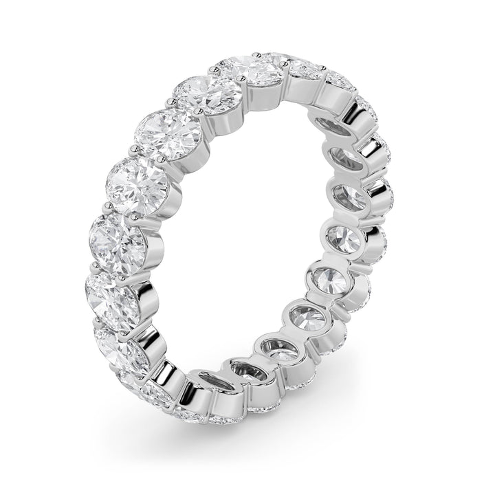 4Cttw Oval Shaped Lab Grown Diamond Split Prong Eternity Ring in 14K Gold (F/VS) - Size 8