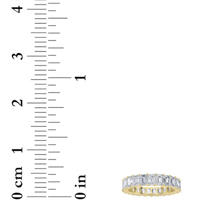 5.25Cttw Emerald Shaped Lab Grown Diamond Split Prong Eternity Ring in 14K Gold (F/VS) - Size 7