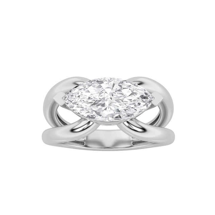 2Cttw Marquise Shaped Lab Grown Diamond (G/VS) East West Solitaire Fancy Ring in 14K Gold