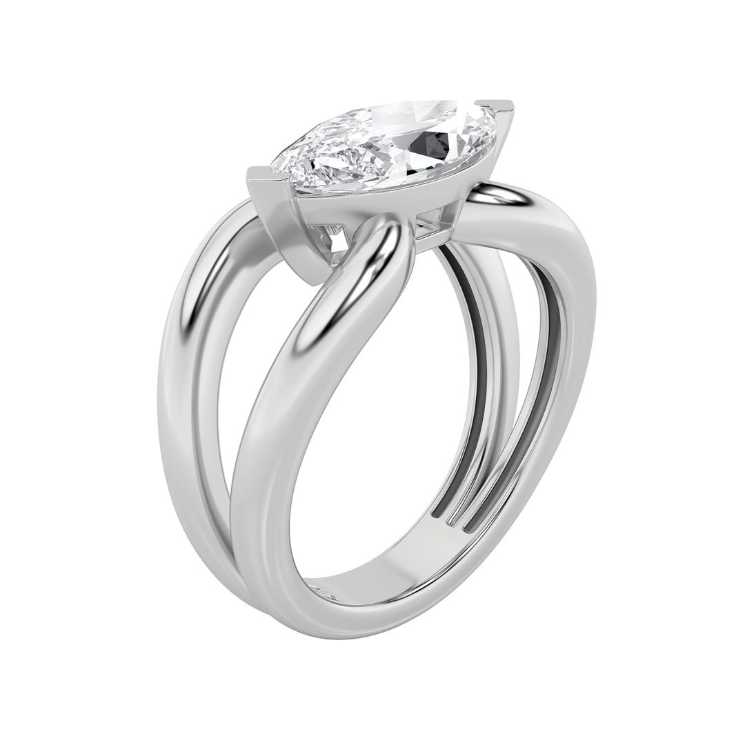 2Cttw Marquise Shaped Lab Grown Diamond (G/VS) East West Solitaire Fancy Ring in 14K Gold