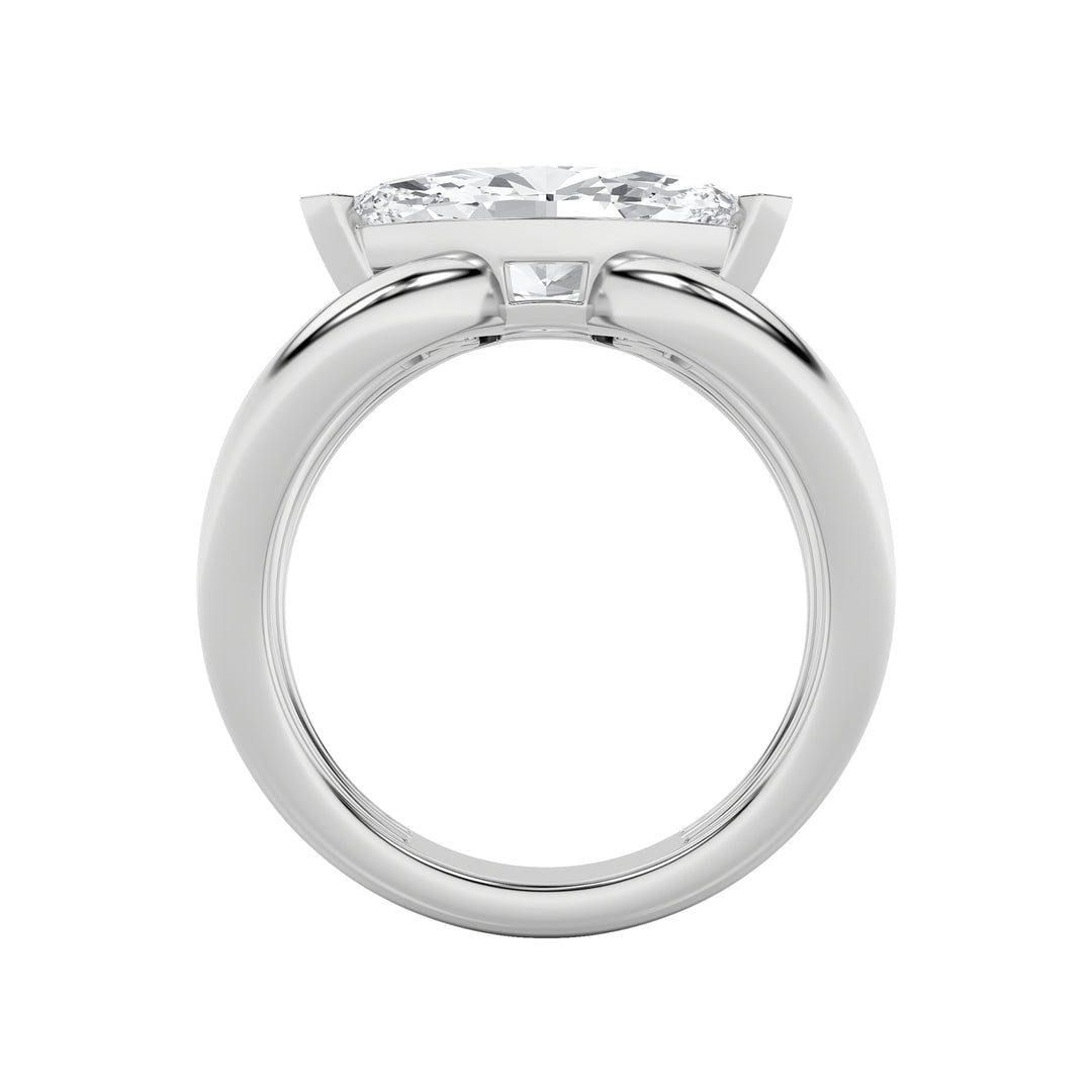 2Cttw Marquise Shaped Lab Grown Diamond (G/VS) East West Solitaire Fancy Ring in 14K Gold