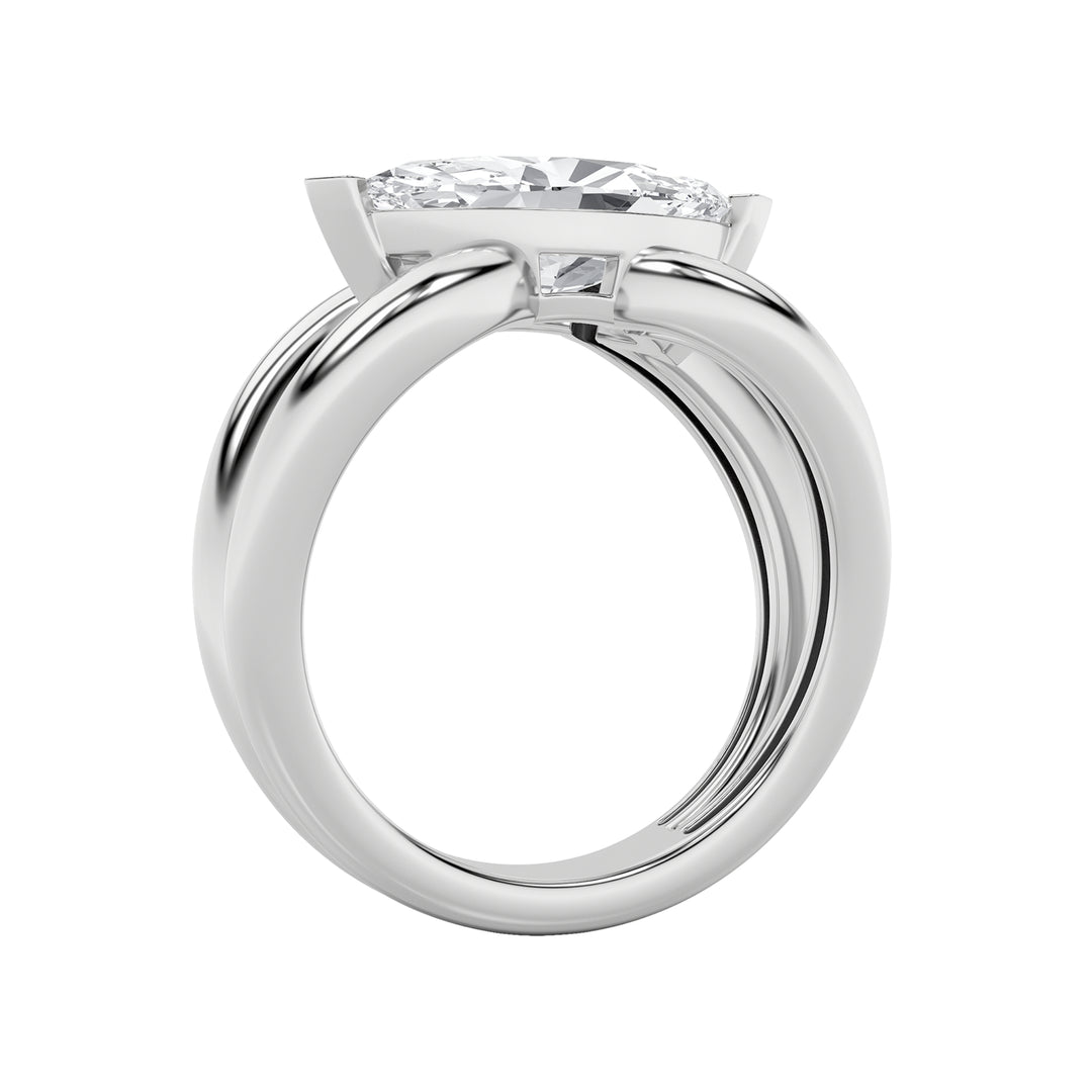 2Cttw Marquise Shaped Lab Grown Diamond (G/VS) East West Solitaire Fancy Ring in 14K Gold