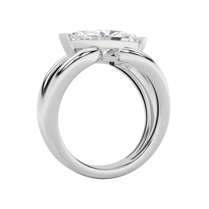 2Cttw Marquise Shaped Lab Grown Diamond (G/VS) East West Solitaire Fancy Ring in 14K Gold