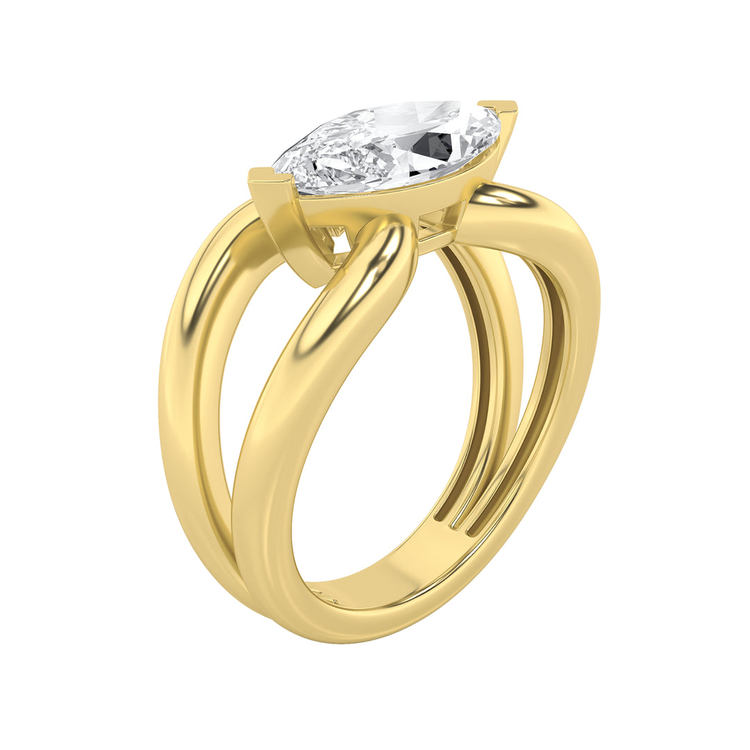 2Cttw Marquise Shaped Lab Grown Diamond (G/VS) East West Solitaire Fancy Ring in 14K Gold