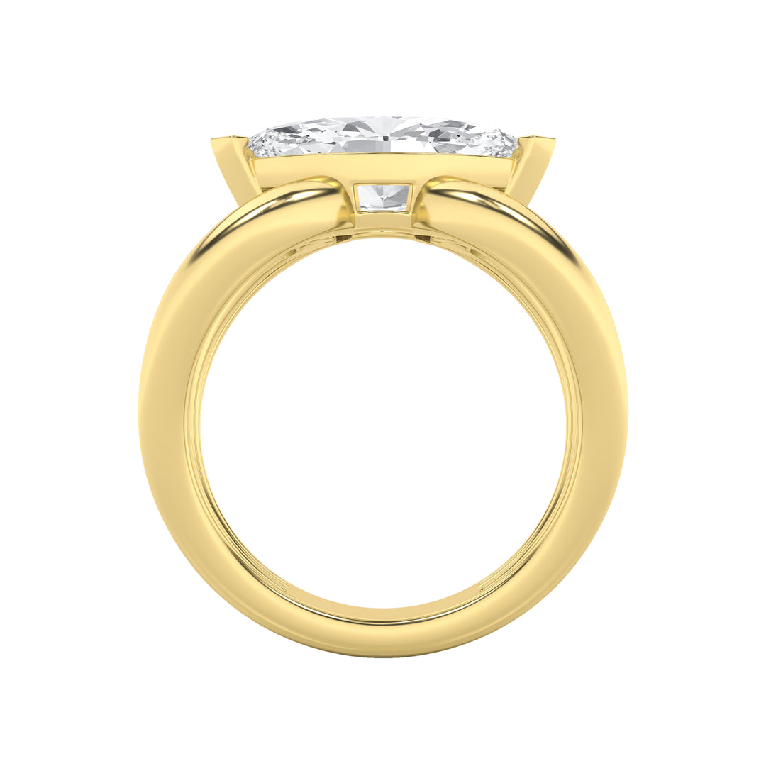 2Cttw Marquise Shaped Lab Grown Diamond (G/VS) East West Solitaire Fancy Ring in 14K Gold