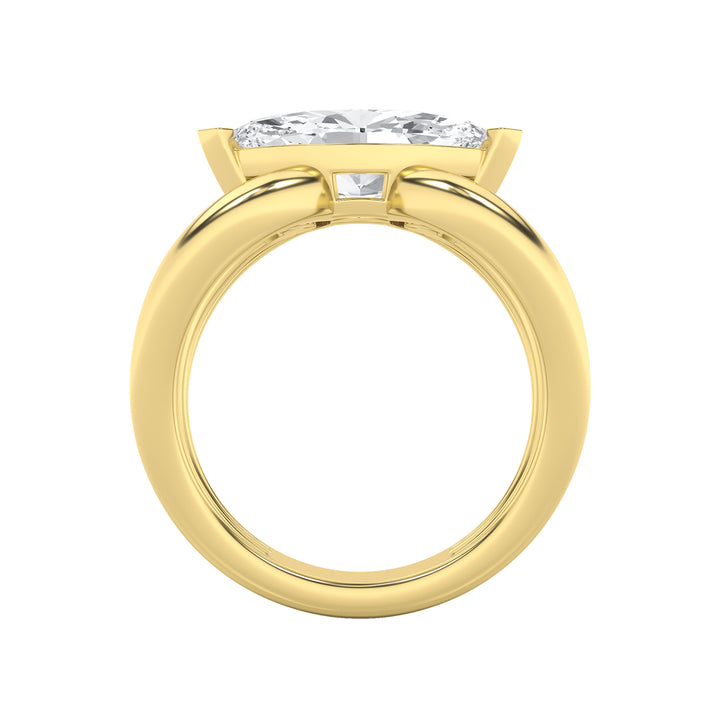 2Cttw Marquise Shaped Lab Grown Diamond (G/VS) East West Solitaire Fancy Ring in 14K Gold