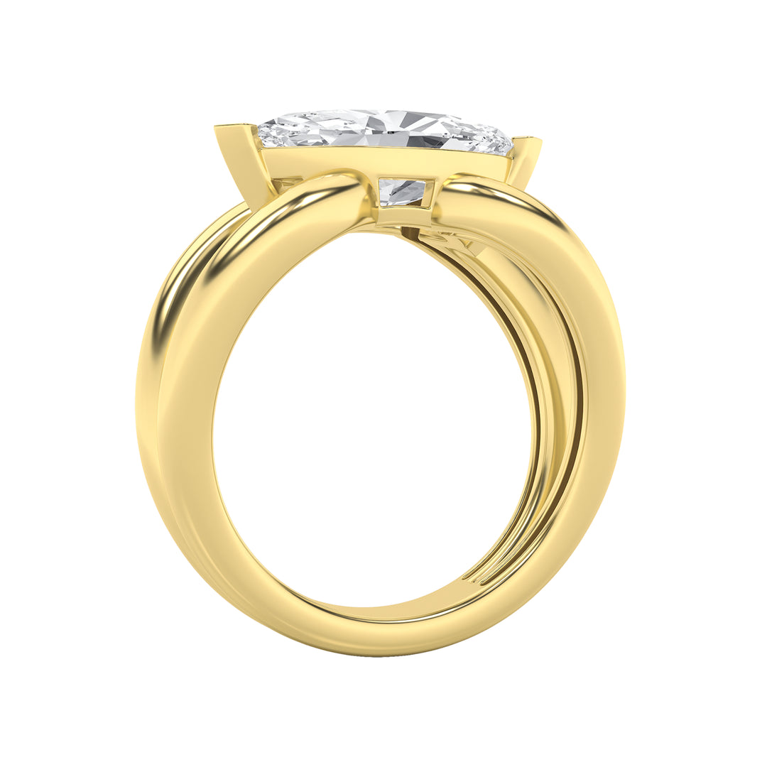 2Cttw Marquise Shaped Lab Grown Diamond (G/VS) East West Solitaire Fancy Ring in 14K Gold