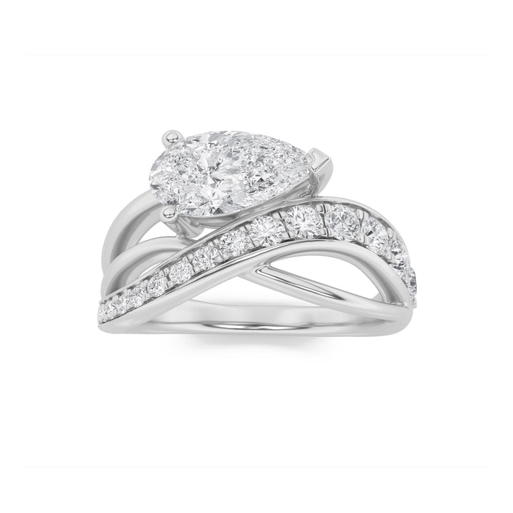 2Cttw Pear Shaped Lab Grown Diamond (G/VS) Ring in 14K Gold