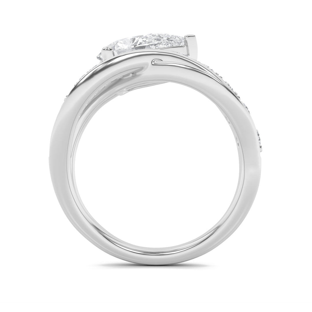 2Cttw Pear Shaped Lab Grown Diamond (G/VS) Ring in 14K Gold
